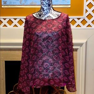 Pink print sheer top